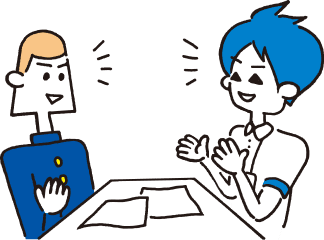 講師と話しながら、自らの考えを伝える学生